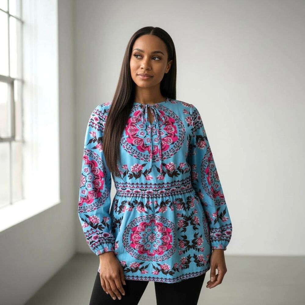 Flowy Bohemian Tassel Tie Blouse